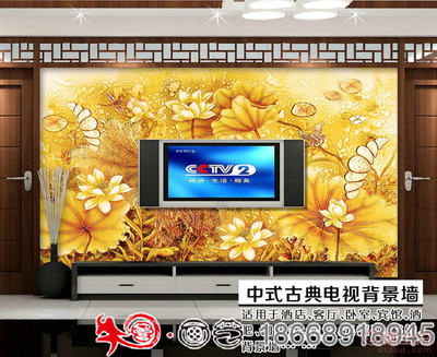 打造詩意家居 牛圖壁畫高清3D立體荷塘月色壁紙，客廳電視背景墻的理想選擇